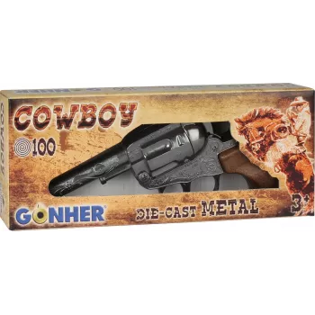 Zabawkowy metalowy rewolwer kowbojski Gonher 8-strzałowy model 239842