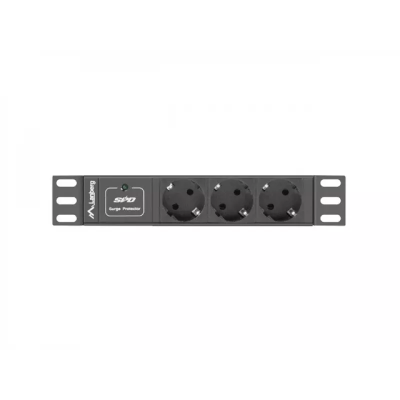 Lanberg PDU-03F-0200-BK Stromverteilereinheit (PDU) 1U Czarny 3 AC-Outputs (PDU-03E-0200-IEC-BK)