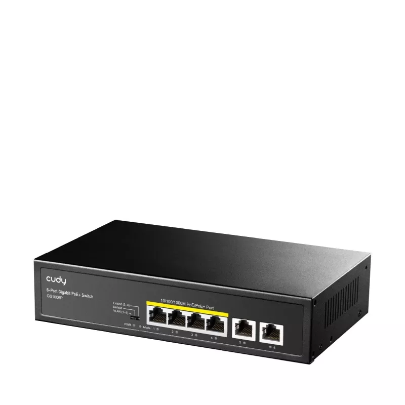 Przełącznik sieciowy Cudy GS1006P Niezarządzalny Gigabit Ethernet 6-portowy PoE, 12 Gbit/s, 2048 MAC, Czarny