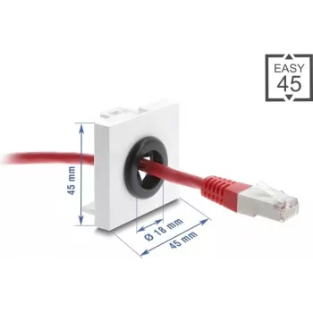 Przepust kablowy DELOCK Easy 45, średnica 18 mm, przeprowadzanie kabli przez biurko/szafkę