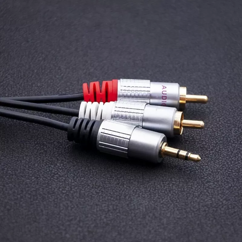 Kabel audio Qoltec 52339 1m 2xRCA 3.5mm Czarny