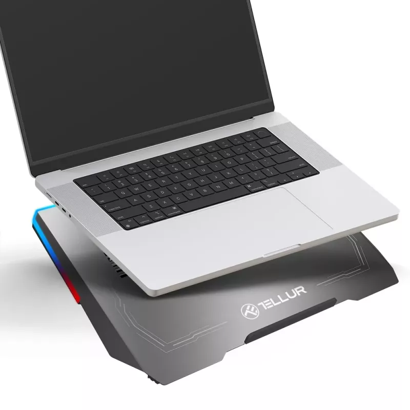 Chłodziarka do laptopa Tellur TLL491321 dla laptopów 17,3 cala, 3 wentylatory, podświetlenie LED RGB