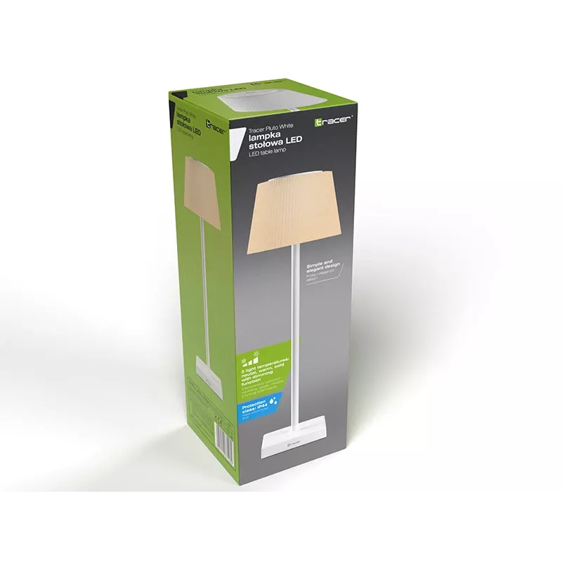 Lampa stołowa TRACER Pluto biały TRAOSW47233 LED z regulacją jasności, wykończenie białe