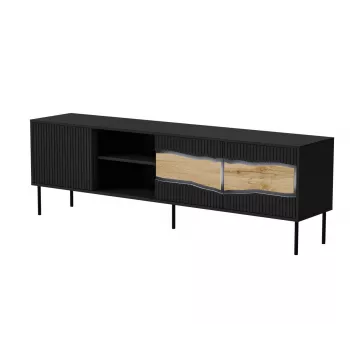 Szafka RTV cama meble INSERTO 3D1W 190x40x62 cm czarna z LED