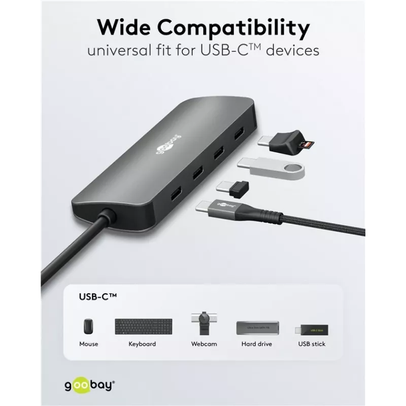 Goobay Slim 4-Port USB-Hub USB-C na 10 Gbit/s - -Plug> 4x (76565)