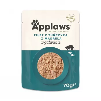 Mokra karma dla kota Applaws Filet z Tuńczyka z Makrelą w Galarecie 70 g saszetka, koty dorosłe, 82% wilgotności, 13% białka