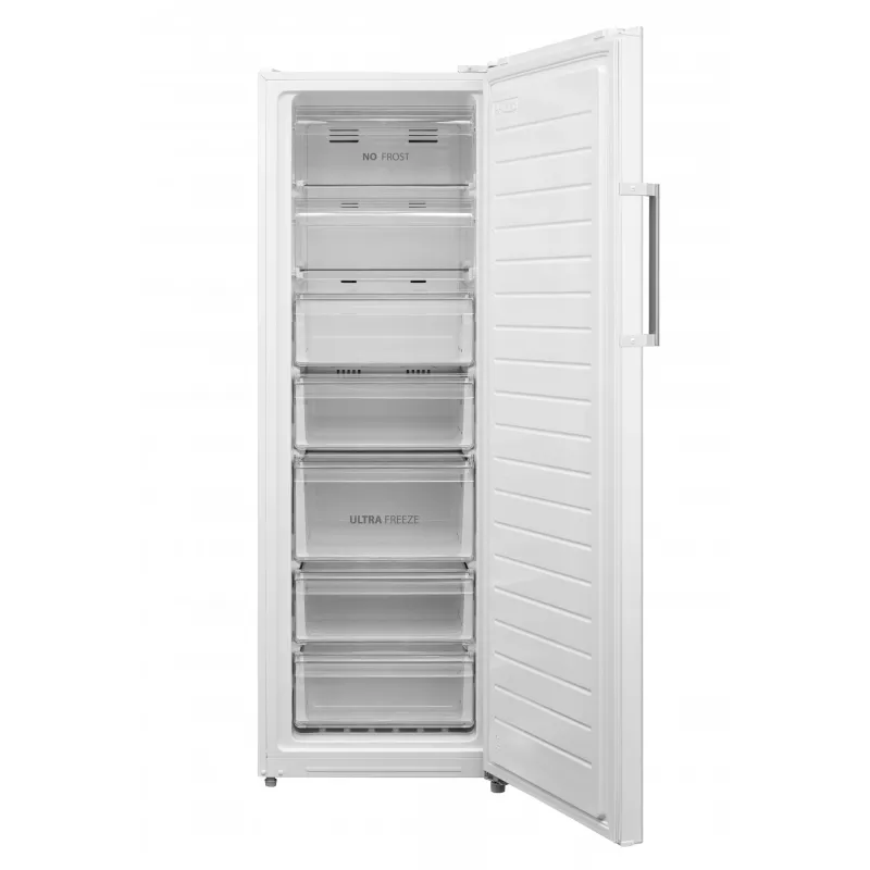 Zamrażarka wolnostojąca Midea MDRU333FZE01E — Klasa energetyczna E, pojemność netto 238 L, wysokość 172,2 cm, No Frost, wyświetlacz, wolnostojąca, biała