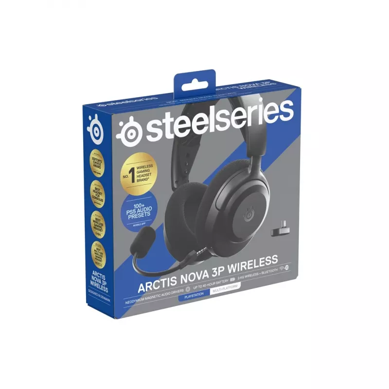 Headset STEELSERIES Arctis Nova 3P Wireless Bluetooth Circumaural Head-band, 20–22000 Hz, 260 g, Czarny