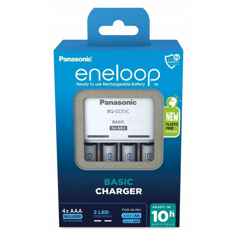 Ładowarka do baterii PANASONIC Eneloop Basic BQ-CC51 + 4x AAA 800 mAh (K-KJ51MCD04E)