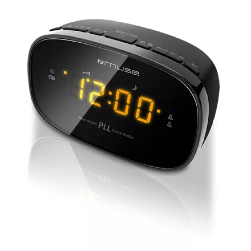 Zegar radiowy Muse M-150CR z tunerem FM PLL, wyświetlaczem LED 1,52 cm, alarmem (radio/brzęczyk), AC 230V / baterie AAA