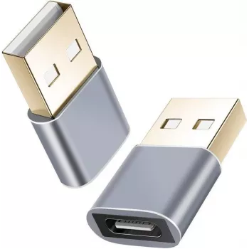 Adapter helos 304282 USB 2.0 Typ-C Żeński na USB 2.0 Męski, ciemnoszary