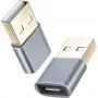 Adapter helos 304282 USB 2.0 Typ-C Żeński na USB 2.0 Męski, ciemnoszary