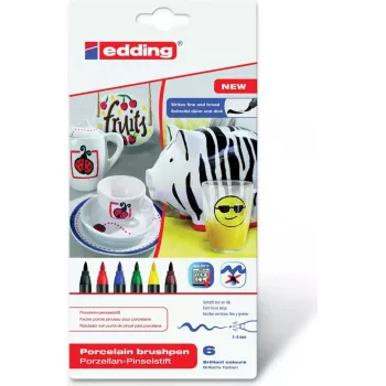 Marker Edding 4200 Czarny Niebieski Brązowy Zielony Czerwony Żółty 6 szt.