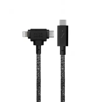 Kabel do ładowania i transmisji danych native union Belt kabel Duo Pro USB-C na USB-C i Lightning Czarny