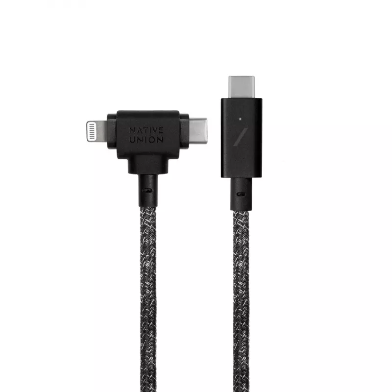 Kabel do ładowania i transmisji danych native union Belt kabel Duo Pro USB-C na USB-C i Lightning Czarny