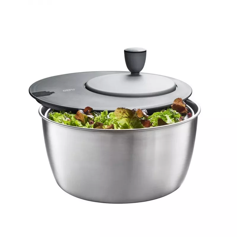 Salad spinner GEFU Rotare Stainless steel, crank handle, 3 L, stainless steel housing, round