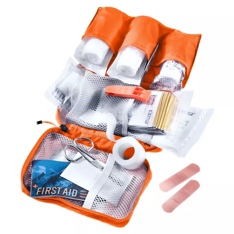 Podróżna apteczka DEUTER First Aid Kit — kompaktowa saszetka na zamek błyskawiczny 180×60×120 mm, pomarańczowa