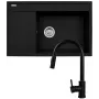 Zestaw - Zlew PYRAMIS CAMEA (79x50) 1B 1D R + Bateria IDEA Black Edition - 070168502BE - Volcano