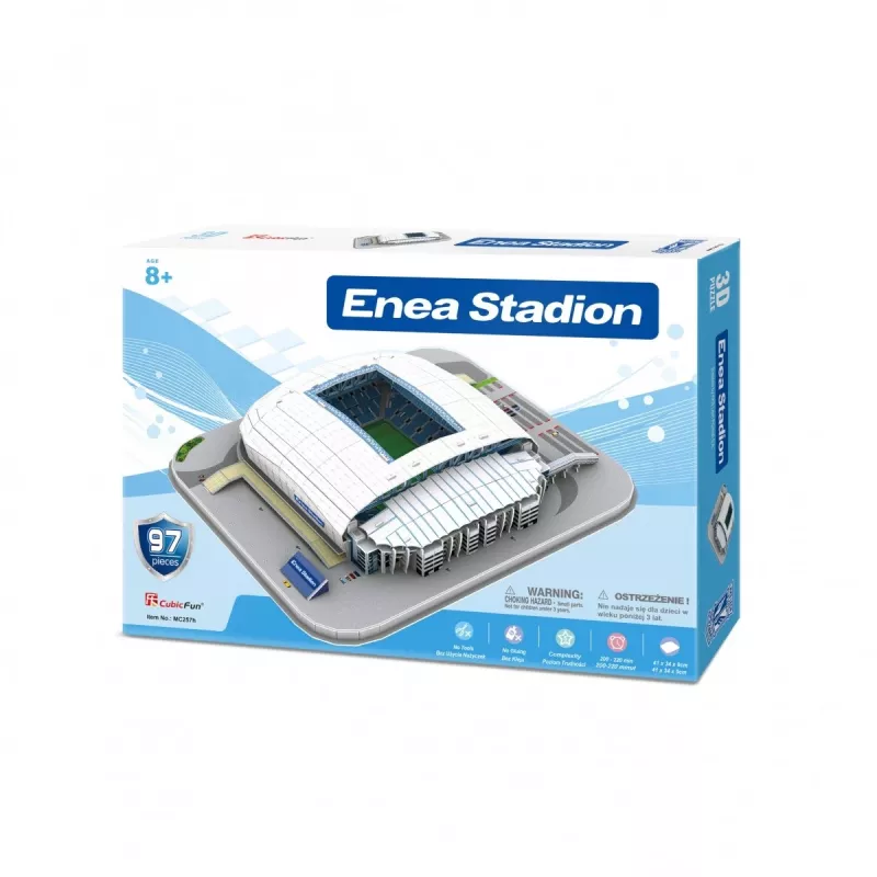 3D Puzzle cubicfun Lech Poznan Stadium model – składana replika stadionu w skali, elementy kartonowe, numer modelu 306-20257
