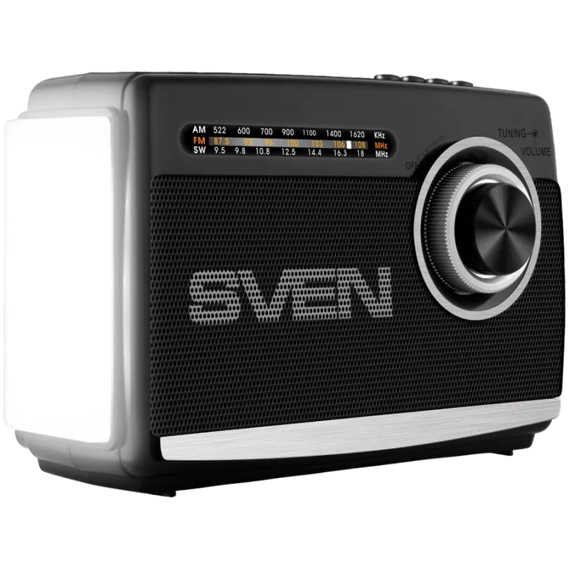 Głośnik SVEN SRP-155, czarny (3W, Bluetooth, FM/AM/SW, USB, microSD, latarka, bateria)