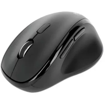 Manhattan Ergonomic Wireless mysz, Right Handed, Adjustable 800/1200/1600dpi, 2.4Ghz (up to 10m), Six Button with Scroll Wheel, Combo USB=A and USB-C receiver, Czarny, AA bateria (included), Three Year Warranty