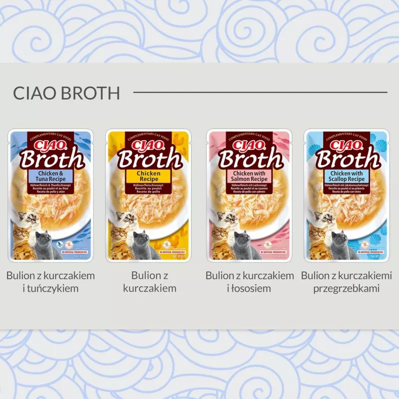 Mokry przysmak dla kota INABA Ciao Broth Chicken & Scallop 40 g saszetka