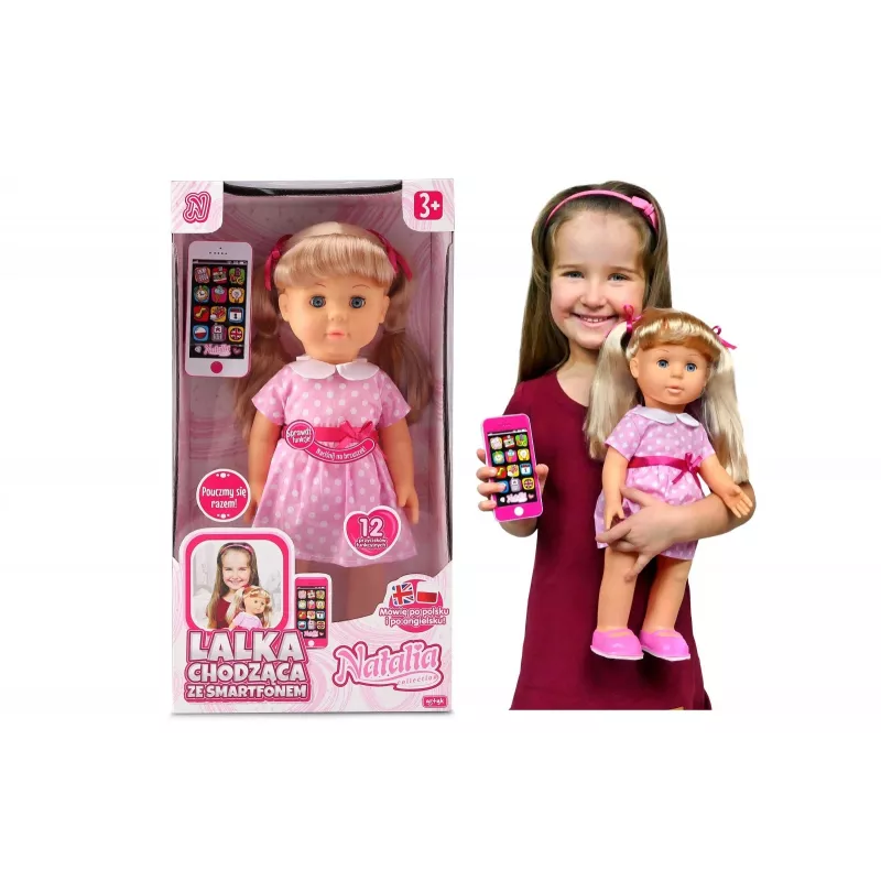 Lalka Artyk Natalia chodząca ze smartfonem 41 cm – Artyk lalka chodząca 41 cm z akcesorium