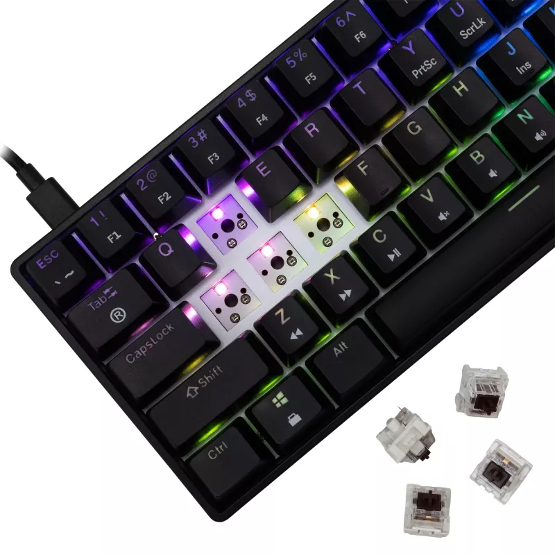 Klawiatura mechaniczna White Shark Shinobi-2 Czarny układ US z przełącznikami Brown