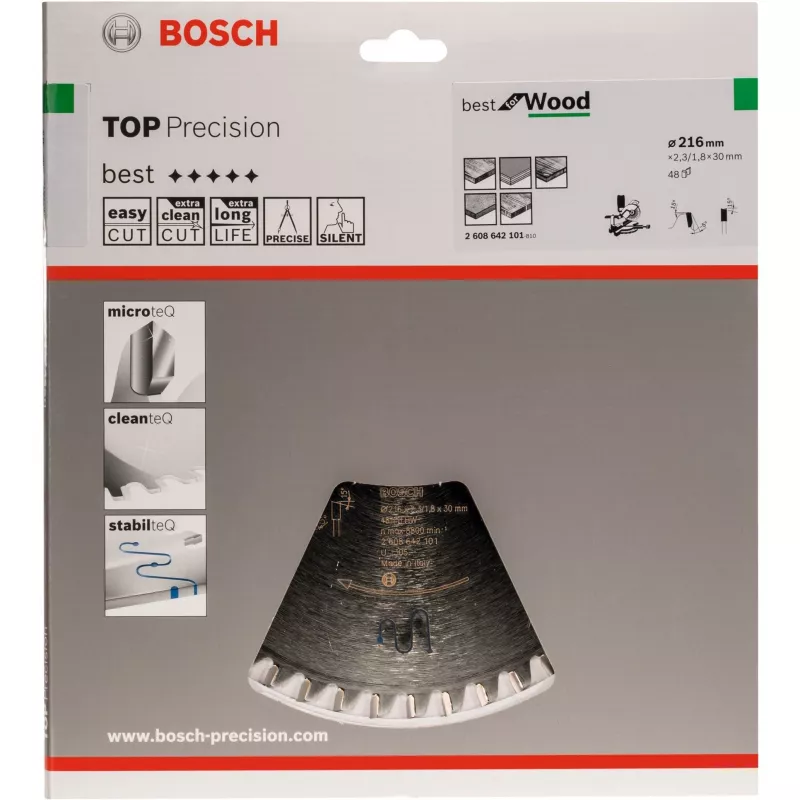 Tarcza do piły tarczowej Best for Wood, Ø 216mm, 48Z (otwór 30mm, do pilarek kapowych i ukośnic)