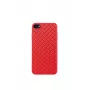 Miękkie etui Devia do iPhone SE2 w kolorze czerwonym z tkanym wzorem