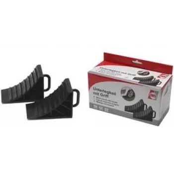 Klin pod koło IWH 019605 czarny plastik, mocny i trwały, zestaw 2 sztuk