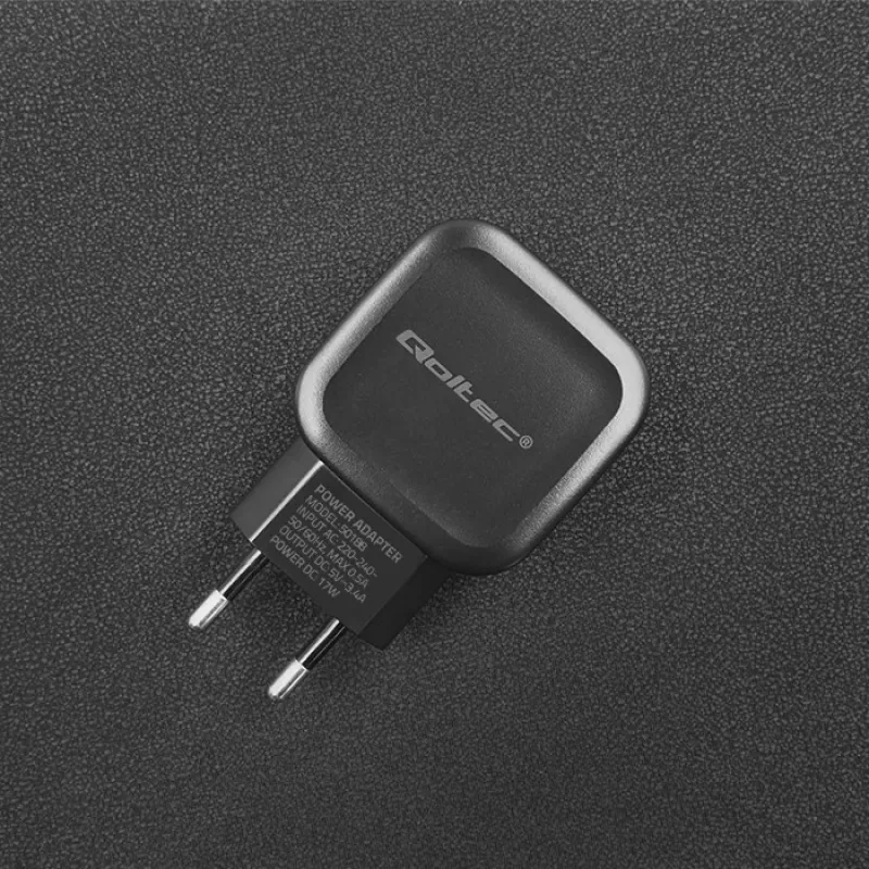 Qoltec 50188 ładowarka do urządzeń mobilnych Laptop, Smartfon, Smartwatch, Tablet, Telefon, Uniwersalna Czarna AC, DC do użytku wewnętrznego