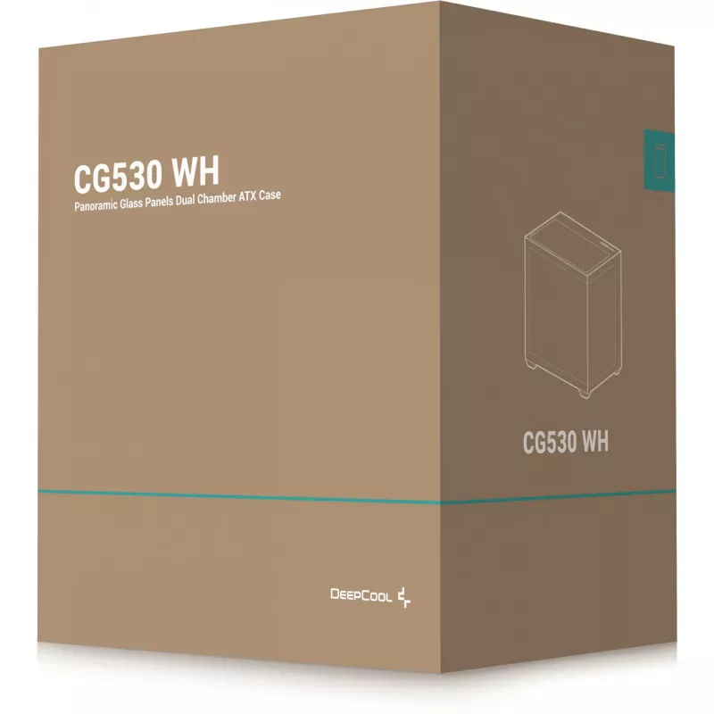 Obudowa PC DeepCool CG530 WH Midi Tower — ATX/Micro ATX/ITX, szkło hartowane, 2 wnęki 3,5 cala + 3 wnęki 2,5 cala, obsługa GPU do 410 mm
