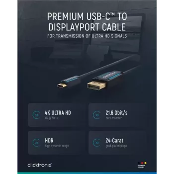 Kabel USB-C na DP. M/M. Niebieski. 1,0 m - Kabel - Cyfrowy/Dane (44931)