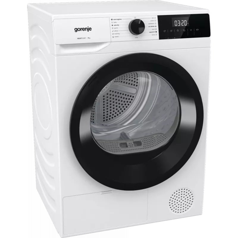Suszarka Gorenje | D2HNE7E | Klasa efektywności energetycznej E | Ładowanie od przodu | 7 kg | Pompa ciepła | LED | Głębokość 51 cm | Biała