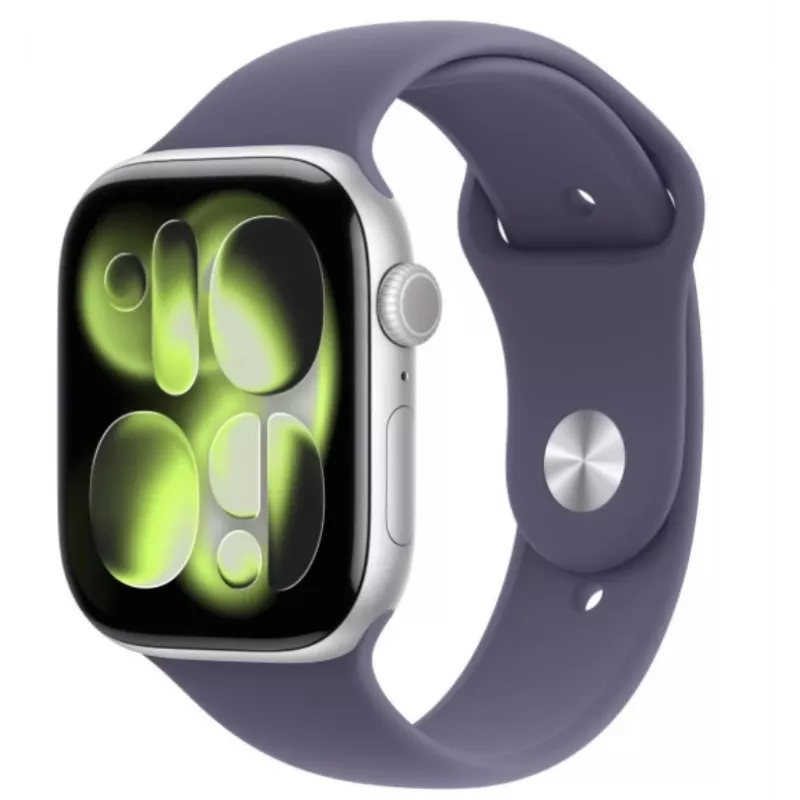 Apple Watch Series 11 GPS + Cellular 42mm Srebrna Aluminiowa Koperta z Fioletowo-Mglistym Paskiem Sportowym - M/L