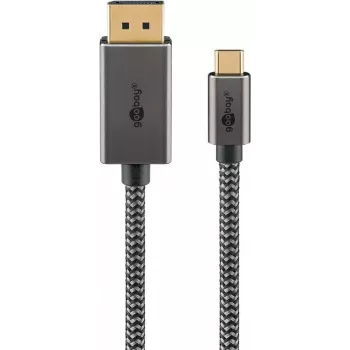 Goobay USB-C -to-DisplayPort -Braided Cable 4K a 60 Hz 3 m czarny Srebrny - -Wtyczka (75709)