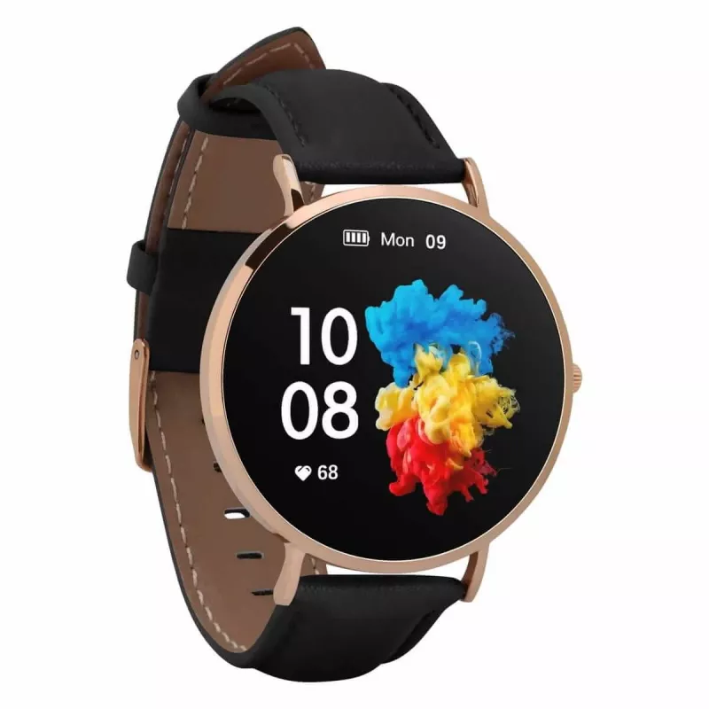 Smartwatch skórzany Garett Verona Gold-Czarny