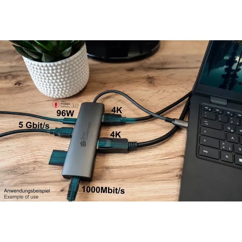 Koncentrator interfejsów Alcasa HUB-C001A USB Type-C 5000 Mbit/s Antracyt