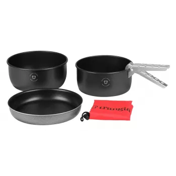Zestaw naczyń kempingowych Trangia Tundra I Lekki Kompaktowy — kuchenka, patelnia 20 cm, garnek 1,75 L, rondel 1,5 L, 489 g