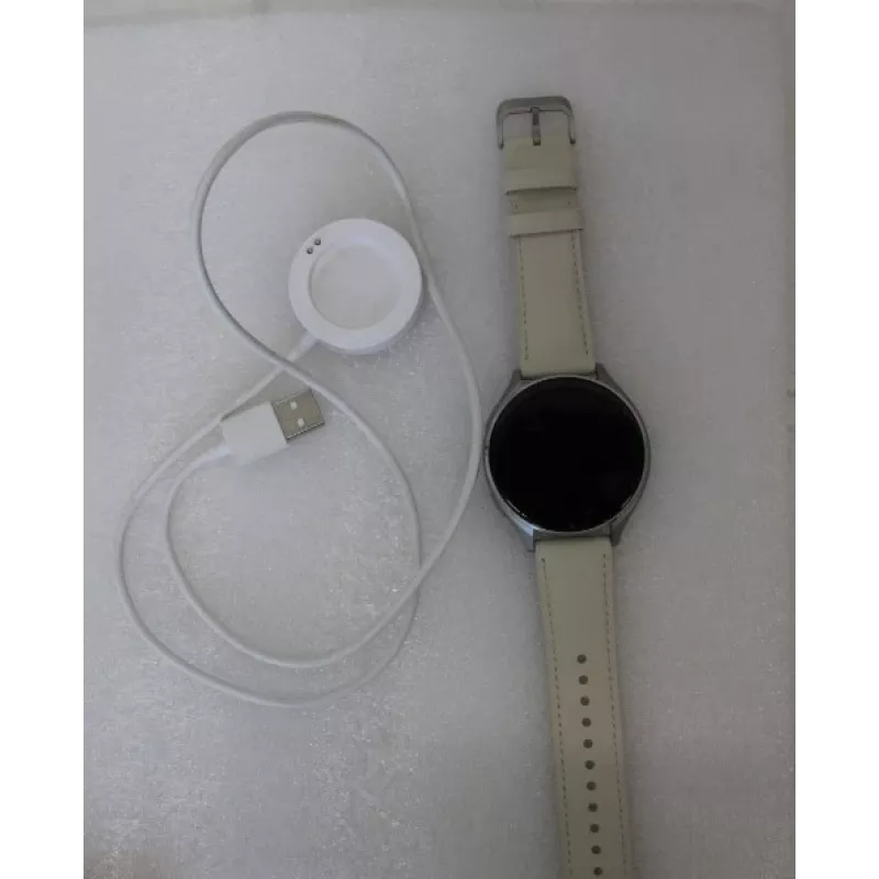 WYPRZEDAŻ. Xiaomi Watch 2 Titan Szara Koperta z Białym Skórzanym Paskiem | WYPRZEDAŻ. Xiaomi Watch 2 Titan | Zegarek smart | GPS (satelitarny) | AMOLED | 1,43 cala | UŻYWANY, RYSY NA EKRANIE A