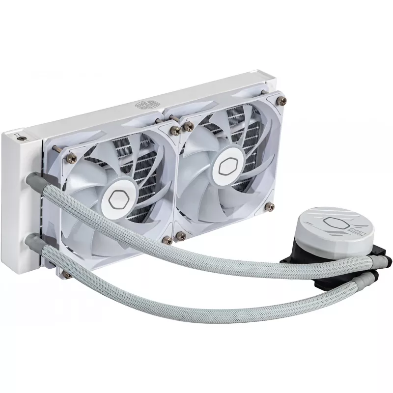 Zestaw chłodzenia cieczą Cooler Master MasterLiquid 240L Core ARGB biały — chłodnica 240 mm, wentylatory 120 mm, obsługa gniazd LGA1700/AM5/AM4 i starszych