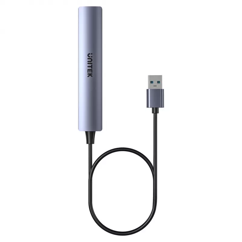 Koncentrator USB Unitek H1208CGY01 — 4-portowy USB 3.0 (5 Gb/s), wstecznie kompatybilny z USB 2.0, aluminium