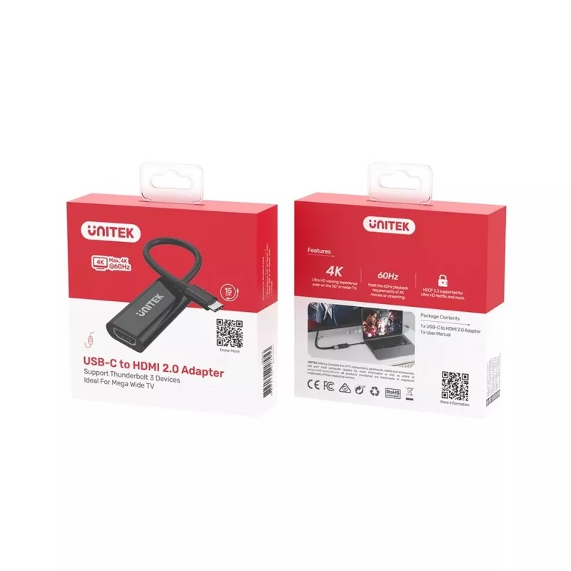 UNITEK V1421A Adapter graficzny USB Czarny