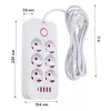 Listwa zasilająca MACLEAN MCE391 W — 6 gniazd, 4×USB-A + 1×USB-C, kabel 3 m, 110–240 V, 2500 W, biała