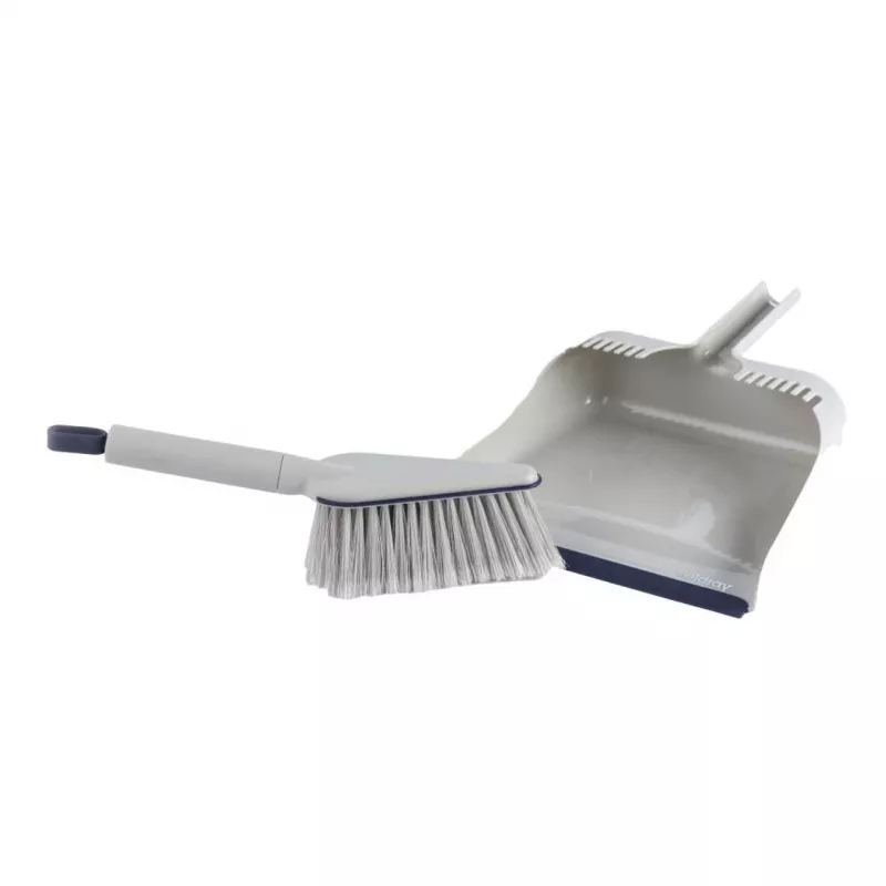 Zestaw szufelka i szczotka Beldray LA032760PEU7 Deep Clean Design, kompaktowa ręczna miotła z kątowym włosiem i dopasowaną szufelką