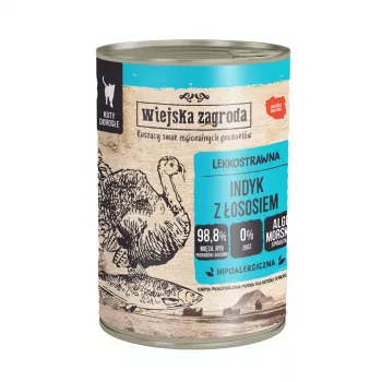 WIEJSKA ZAGRODA Indyk z łososiem - mokra karma dla kota - 400g