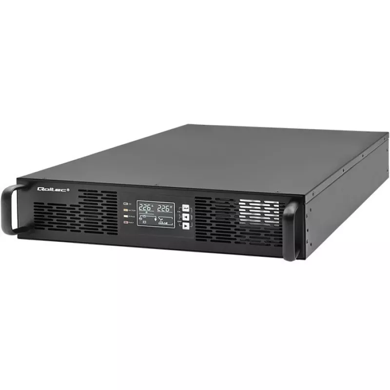 Zasilacz awaryjny Qoltec DO RACK 3KVA 3000W współczynnik mocy 1.0 LCD EPO USB on-LINE (3VA, 3000W, podwójna konwersja online UPS), UPS