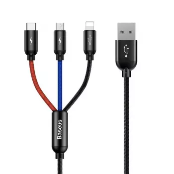Kabel USB BASEUS Colorfone CAMLT-BSY01 1,2 m USB A 3 x USB C Czarny, Czerwony, Niebieski