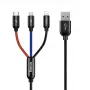 Kabel USB BASEUS Colorfone CAMLT-BSY01 1,2 m USB A 3 x USB C Czarny, Czerwony, Niebieski